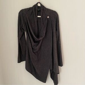 Cynthia Rowley Women’s Shawl Neck Open Front Charcoal Gray Angora Blend Cardigan